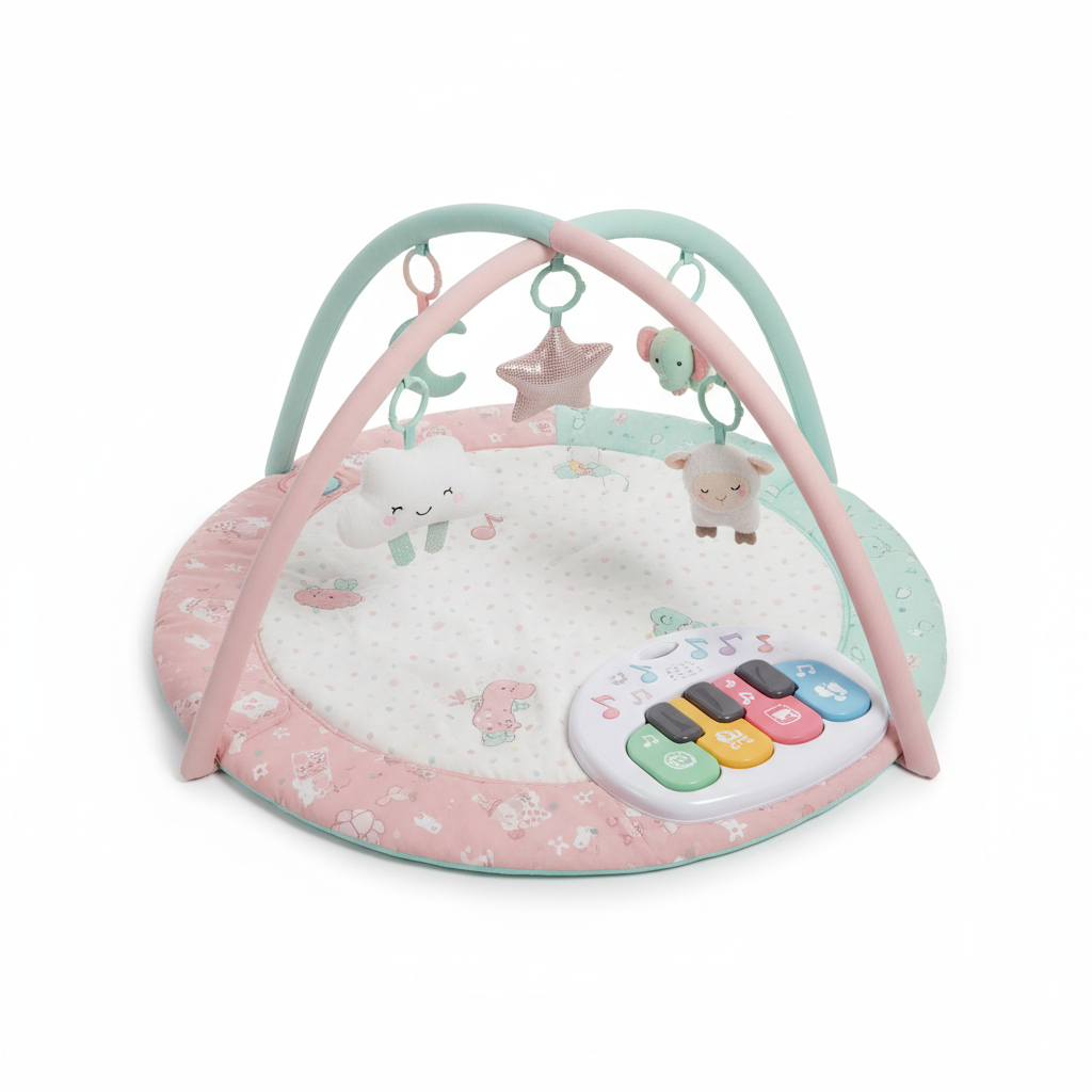 Baby Spielmatte mit Musik-Klavier in sanften Pastellfarben